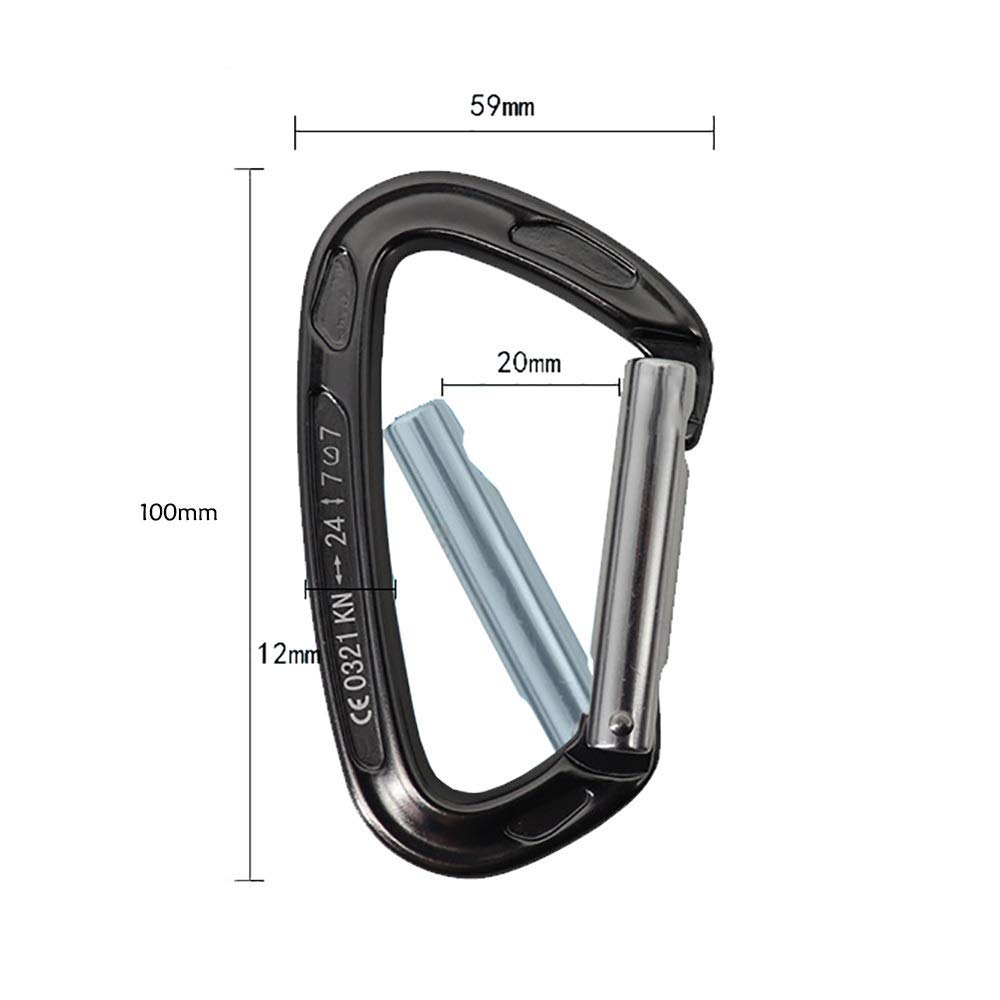 Mousqueton en Acier Inoxydable Clip Clip Crochet 2 Morceaux de Mousqueton à Boucle à Ressort Mousqueton Fixe en Aluminium Durable Solide et Léger Mousqueton Corde Hamac Super Durable (Noir,100x59mm)