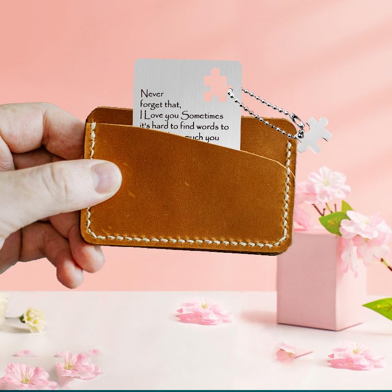 Boyfriend Valentine's Day Gift for Him Her Girlfriend Long Distance Gift for Husband Wife I Love You Gift for Fiance Fiancee Valentines Day Card for Boyfriend Girlfriend Partner Engraved Wallet Insert3