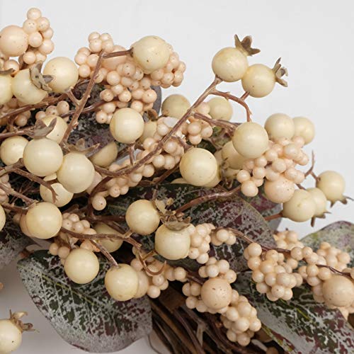 Idyllic Artificial Eucalyptus Leaf Wreath White Berries Greenery For Front Door Decor Outdoor Wall Decoration 18" #TOP6
