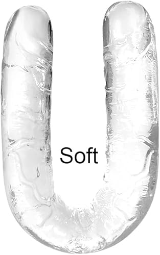 Miniatura 3 de Consolador realista de doble extremo de 13 pulgadas, consoladores flexibles y transparentes, pene largo para juego anal lésbico de doble cara