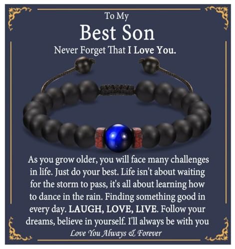 OAVOOK Fathers Day Gift for Dad, Papa, Boyfriend's Dad Bead Bracelet for Birthday, Christmas, Tiger Eye and Agate Stone, Stone, Agate