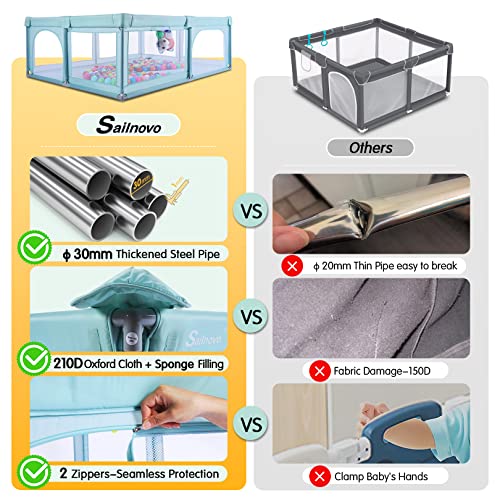 Baby Playpen Sailnovo Play Pens For Babies And Toddlers, Extra Large Play Yard For Baby Indoor & Outdoor Kids Activity Center, Sturdy Safety Baby Fence With Anti-Slip Sucker And Breathable Mesh #TOP2