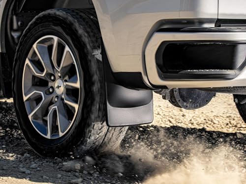 Image of WeatherTech Custom No Drill Splash Guard MudFlaps for GMC Yukon XL, Yukon, Suburban - Front Pair (110125), Black