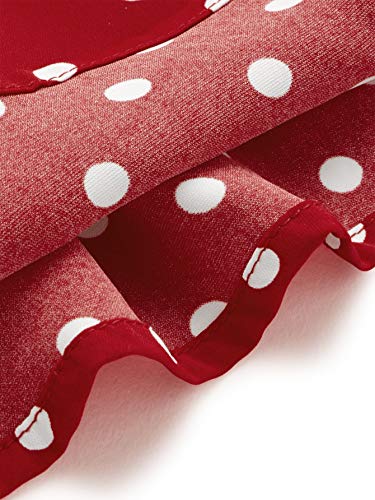 Milumia Women's Elegant Polka Dots Print Cap Sleeve Keyhole Back Work Blouse Top Red Large #TOP3