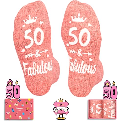 HAPPYPOP 50th Birthday Gifts for Her - Women Sock for Female Turning Their 50s, 50 Year Old Gift Ideas