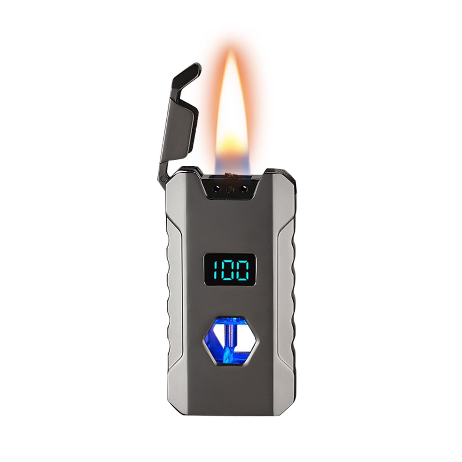 Encendedor de queroseno recargable con tanque visible contra el viento