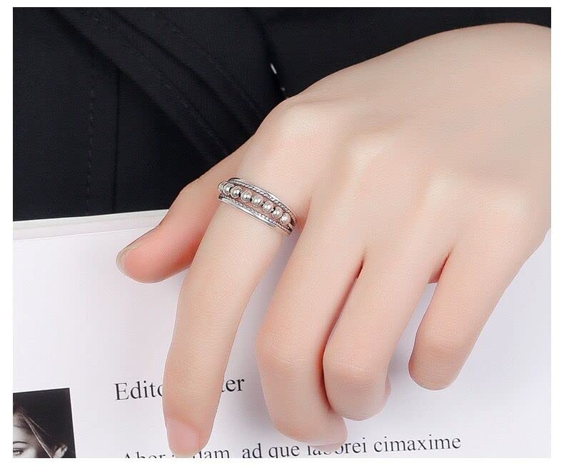 Qings Anxiety Fidget ring Danmen 925 sterling zilver, open verstelbare spinnerringen, geometrische zappel, angstring, enkele spoel spiraal rotate kralen, anti-angst, sieraden voor dames en meisjes, sterling zilver - Afbeelding 3