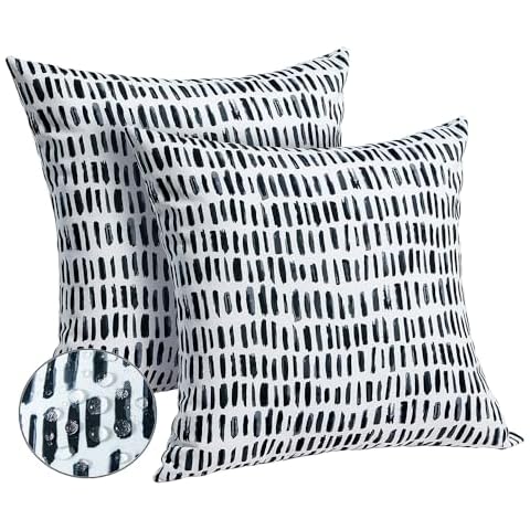 Allorry Black Outdoor Pillow Covers 18x18 Set of 2 Outdoor Waterproof Patio Decorative Spring Summer Sofa Bed Garden Balcony Cushion Covers Home Decor Gifts 003B Cover