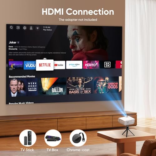 Mini Beamer mit Bluetooth, AKATUO Mini Projektor Full HD 1080P, 200” Display Tragbar LCD Heimkino/Outdoor Video Beamer Klein für Handy, Kompatibel mit TV Stick/HDMI/Smartphone