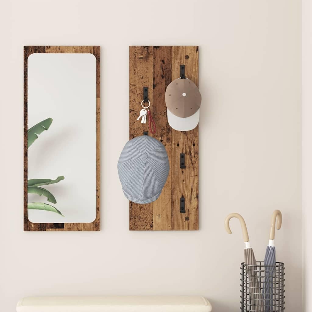 Étagère flottante pour couloir et chambre style bois vieilli avec crochet