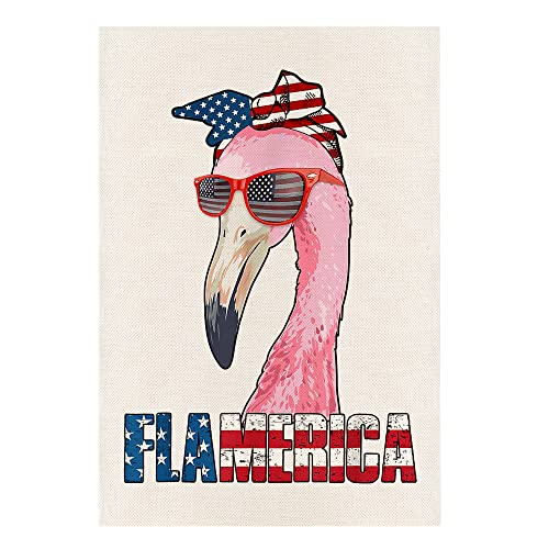 Monord American America Flag Flamingo 4Th Fourth Of July Flamerica Garden Flag Vertical Double Sided, Summer Patriotic Independence Day Usa Us Flag Yard Outdoor Decor 12.5 X 18 Inch #TOP14