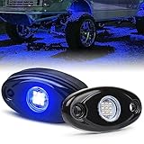 Blue LED Rock Lights, POVTOR Off Road Rock Light Kit Waterproof IP68 Underglow Lights Compatible with Truck Pickups Cars ATV UTV SUV Motorcycle Boat