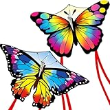 Farbige Drachen Flugdrachen für Erwachsene & Kinder,140x70CM großer Schmetterling lenkdrachen mit...