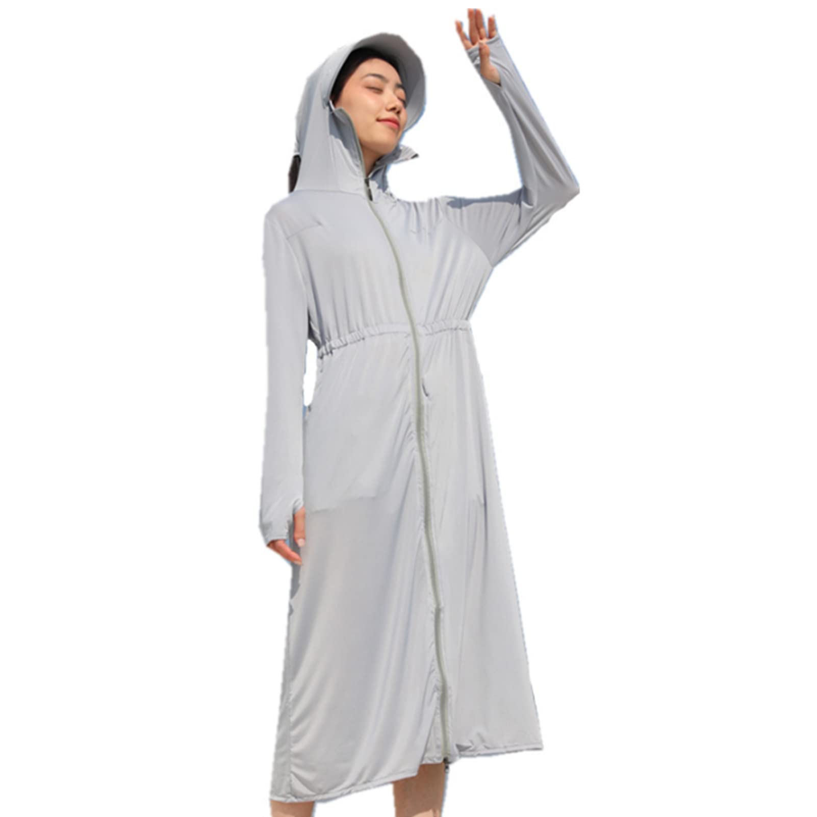 UPF 50+ Sonnenschutz-Kapuzenpullover, lange Jacke, UV-Schutz-Shirts für Frauen, Sonnenjacke, leichte, schnelltrocknende UV-Jacke, Sonnenschutz-Kapuzenpullover