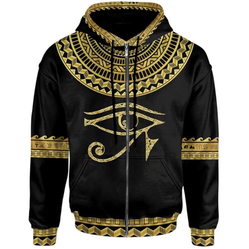 3D Ancient Egyptian Eye of Horus Prints Lightweight Breathable Casual Zipper Jacket Hoodie for Men Women