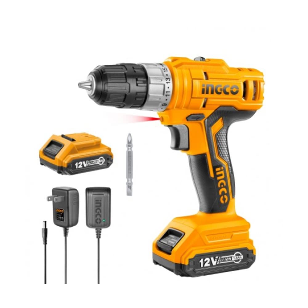 INGCO CDLI1221 Lithium-ion Cordless Drill 2 Speed Gear 15+1 Torque Settings 1.5 Ah Battery Cr-V Bit Grip Handle Compact Kit for Drill Wood Metal Home Improvement & Industrial Use-image-39