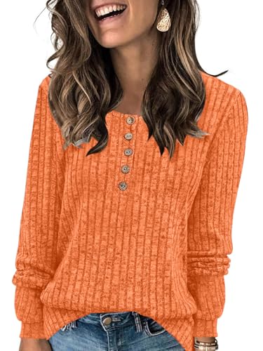 Image of DB MOON Womens Lightweight Sweaters 2026 Long Sleeve Henley Shirt Fall Casual Crewneck Tunic Tops