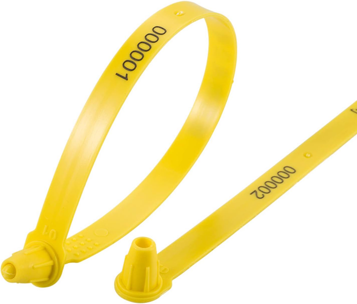 200 Pack Yellow Tie-Lock Plastic Truck Seals Tamper Evident Each Seal is Numbered Sequentially Use for Truck, Trailer, Container