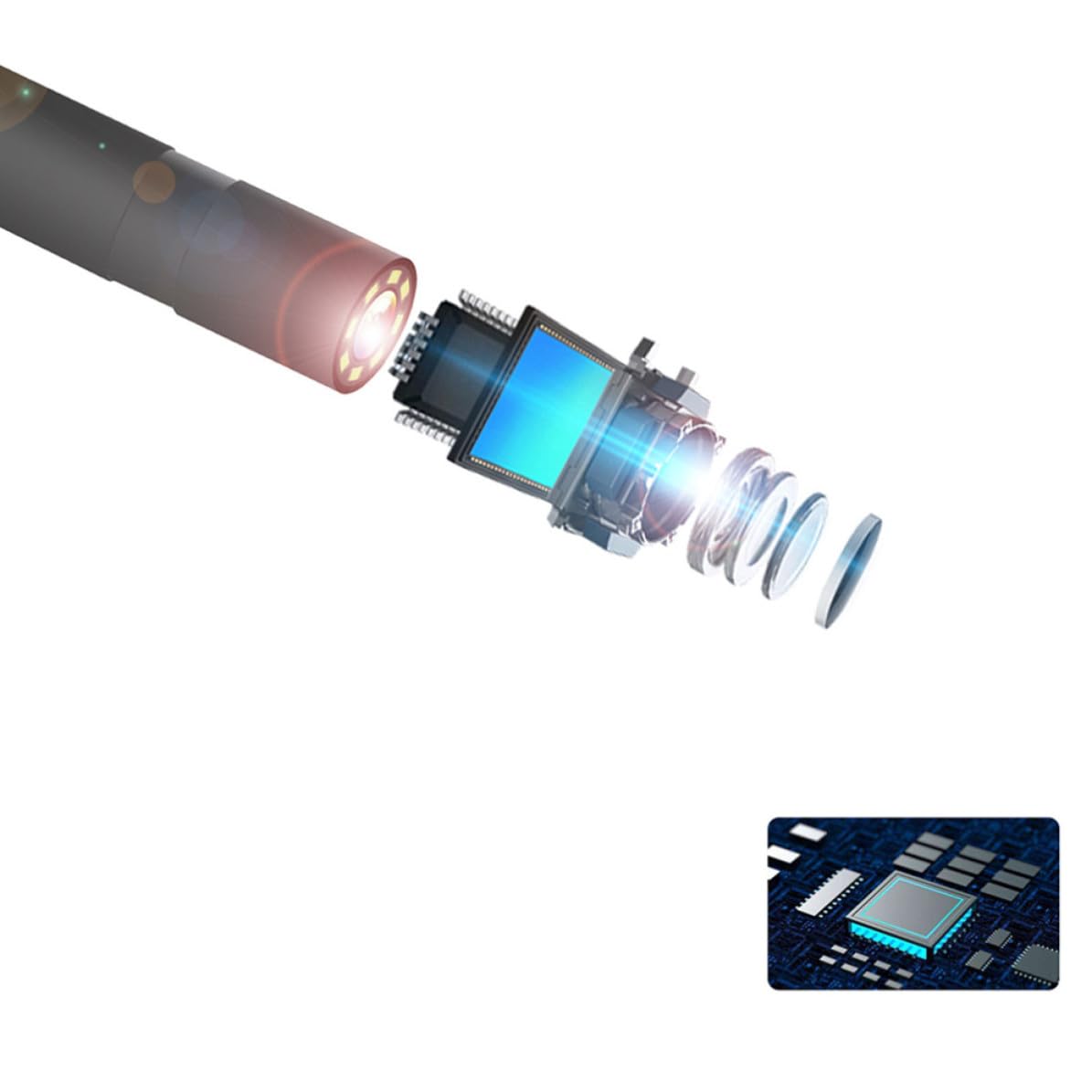 Endoskopkamera 1920x1080p mit 8 LED Lampen, Ip67, Schwarz