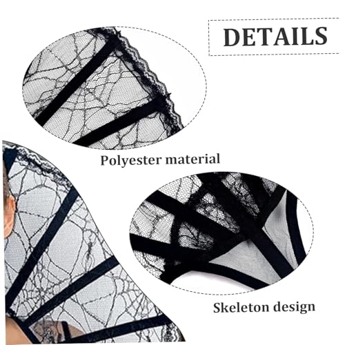 Collar gótico de encaje para complementar disfraces de halloween con correas de corbata 5