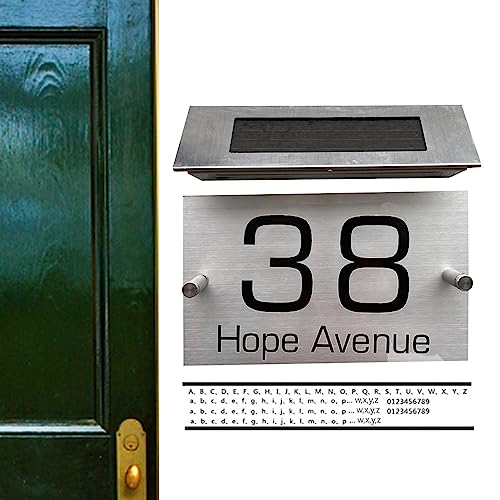 Rianpesn dirección para Casas - Placas número luz Solar LED para Exterior casa | Iluminado Impermeable Multifuncional para Restaurantes, Entradas Casas, Puertas Madera