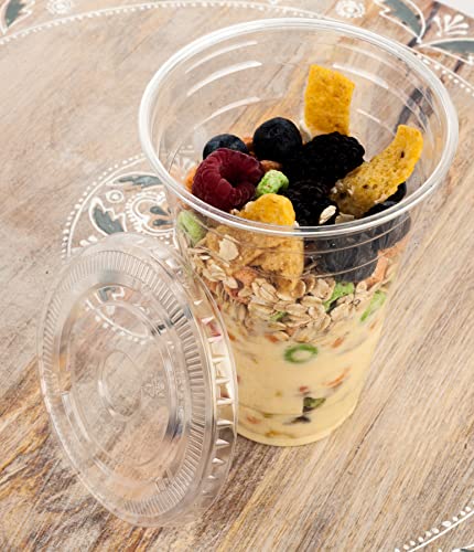 Image of Golden Apple Cup series, 24oz-50sets Clear Plastic cups with Flat lids no hole, BPA Free