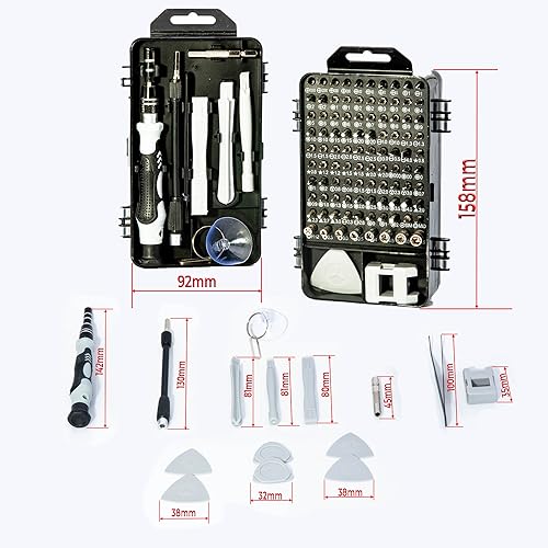 Conjunto de Chaves de Fenda de Precisão 115 em1 Kit Reparo para Celular Laptop PC, Câmera Console de