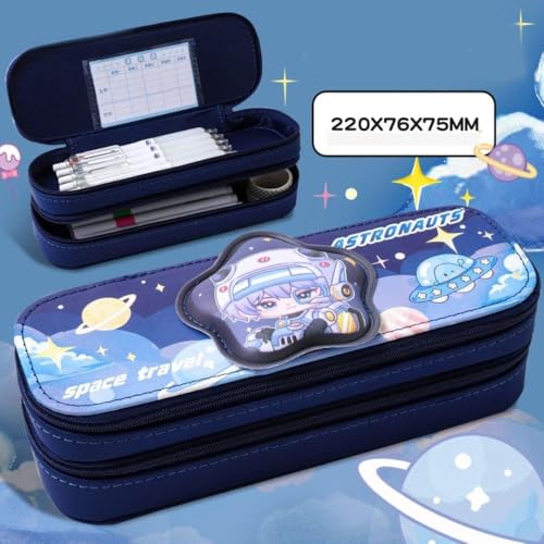 Image of DEOXY Double Layer 3D Cute Aesthetic Pencil Case for Girls - Large Capacity Multifunctional Stationery Organizer for School (astronut)