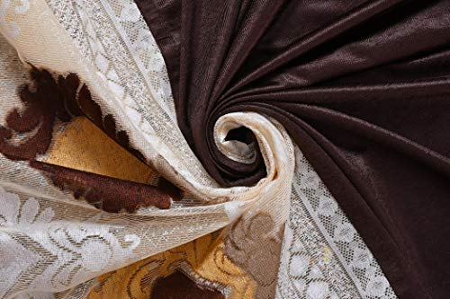 Image of LaVichitra Polyester Window Curtain with Designer Net (5ft, Coffee) -2 Pieces