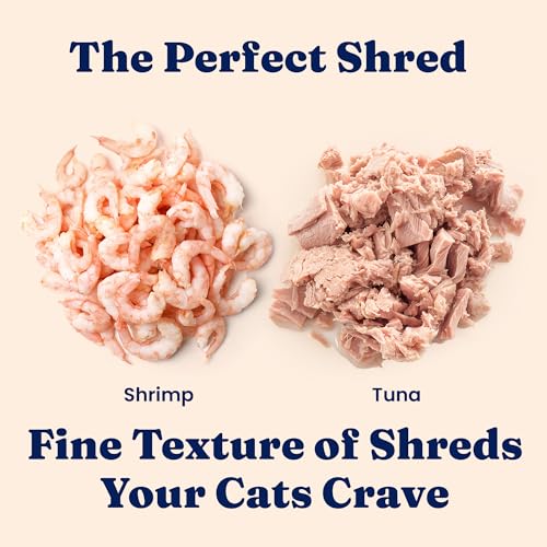 Image of Solid Gold Wet Cat Food Shreds in Gravy - Canned Cat Food Made w /Real Tuna & Shrimp - Five Oceans Grain Free 16ct /6oz Can
