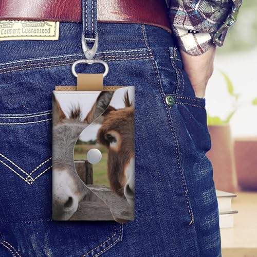 Two Donkeys Key Holder Bag PU Leather ID Card Holder Keychains Case Cover for Men Women4