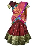 KRISHNA New south Indian traditional pattu pavadai pattu langa voni half saree Lehenga choli for girls dress...