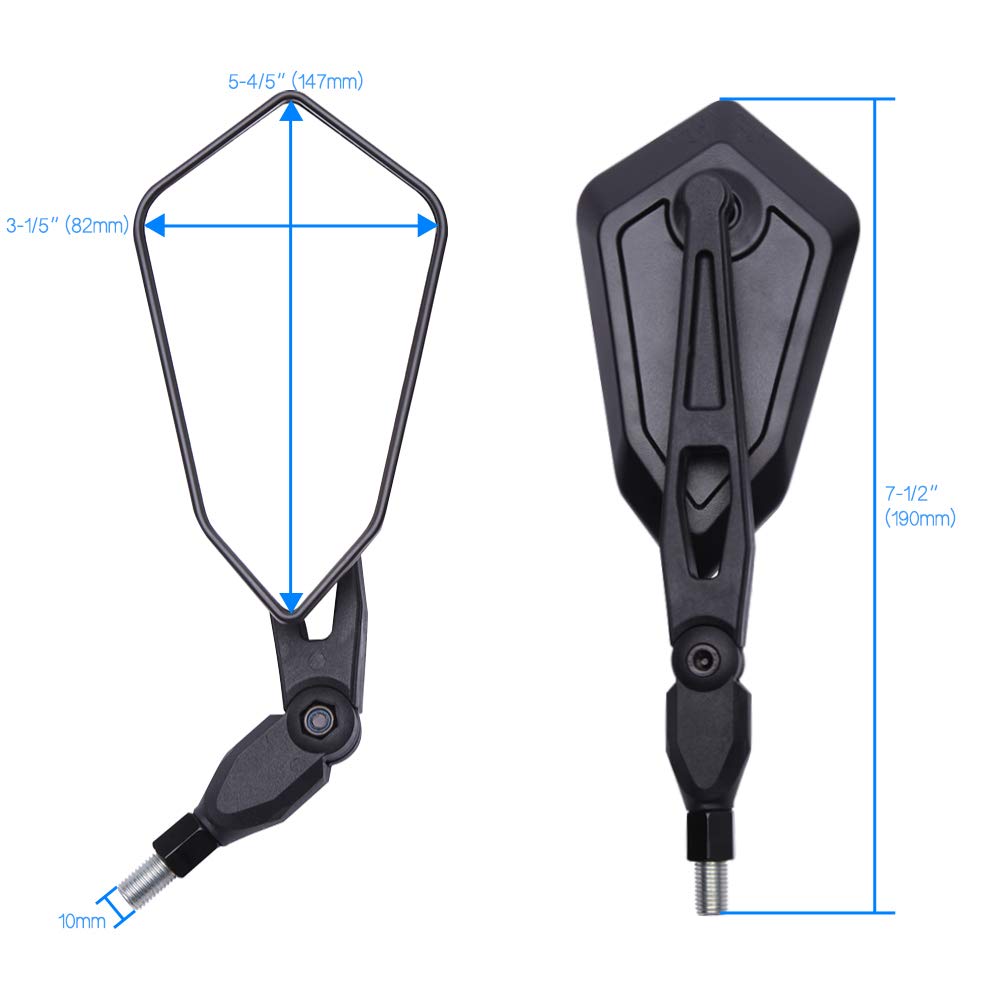 Specchietti Retrovisori Moto - Rettangolari, In Alluminio, Regolabili 360°, Per Manubrio 22 Mm - Foto 9