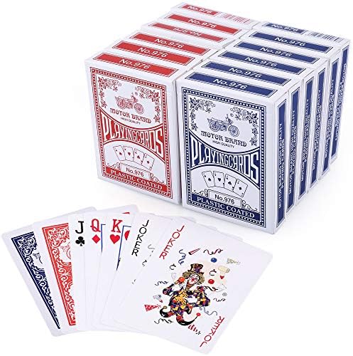 LotFancy Playing Cards, Poker Size Standard Index, 12 Decks of Cards - 6 Blue and 6 Red, for Blackjack, Euchre, Canasta Card Game, Casino Grade