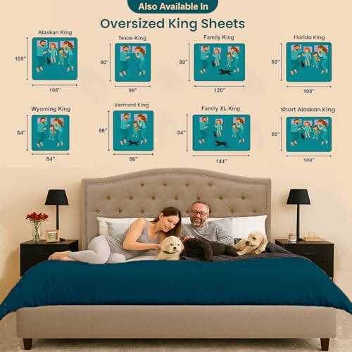 Image of SGI bedding 108 inchx108 inch 4 Pc Alaskan King Sheet Set 600 TC 15 inch Deep, Teal