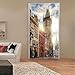 SJKstore 3d Papel pintado 3d puerta Praga Plaza Campanario Torre de la Pared Pegatinas de La Puerta Mural Poster PVC Etiqueta A Prueba de agua Etiqueta de Vidrio Imitación Decoración para el hogar