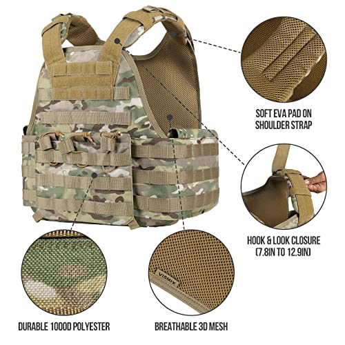 Vismix Tactical Vest Training Combat Airsoft Molle Modular Adjustable With 3 Ar Mag Pouch For Adults Men (Camo) #TOP2