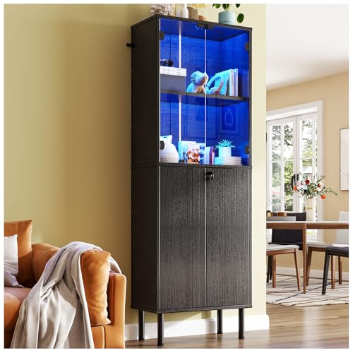 Reviews de Vitrinas favoritos de las personas. 50 Simple Wisdom Vitrina Exhibidor,Vitrina con Puerta de Cristal y LED en la Parte Superior y Armario con Cerradura en la Parte Inferior,Librero Organizador,Archivero,Gran Espacio...