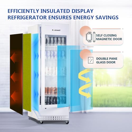 Image of ROCKWELL RVC320A, Visi Cooler, Single Glass Door, 4 Years Warranty, White (Internal LED, Heavy Duty, Dynamic Cooling)
