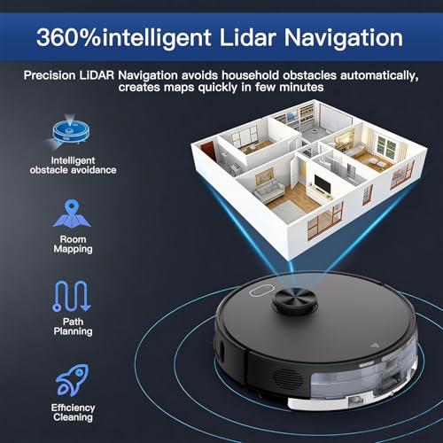 Image of Robot Vacuum and Mop Combo Up to 8000Pa Self-Emptying LiDAR Navigation