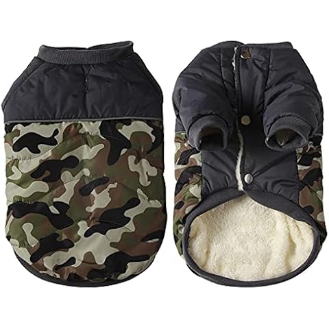 vecomfy Fleece Lining Warm Dog Coats for Small Dogs Waterproof Puppy Jacket for Winter Green Camo L Cover