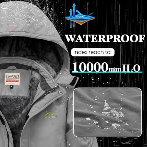 Image of WULFUL Boy's Waterproof Ski Jacket Warm Fleece Hooded Winter Snow Coat