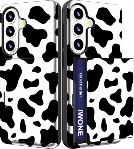IWONE for Samsung Galaxy S25 FE Case - Black White Cow