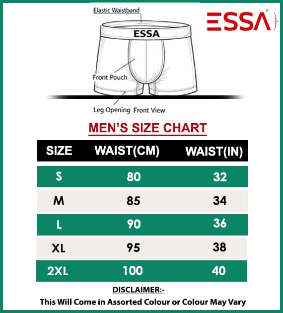 Image of ESSA Men's Pack of 2 Trunks | Stretchable Fabric & Durable Waistband | Soft & Comfortable | Long-Lasting Comfort | Ideal