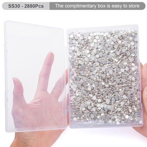 Image of Flatback Rhinestones Bulk, 2880PCS Crystal Rhinestones for Clothes DIY Decoration Crafts, Crystal, SS30, 6.3-6.5mm