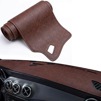 Dash Cover Mat for Mercedes-Benz GLS 2020 2021 2022 2023 2024 2025 2026, Custom Fit Dashboard Cover with Speaker & Vent Cutouts, Non-Slip Dash Pad, Sun Glare & Heat Reduction,C Brown