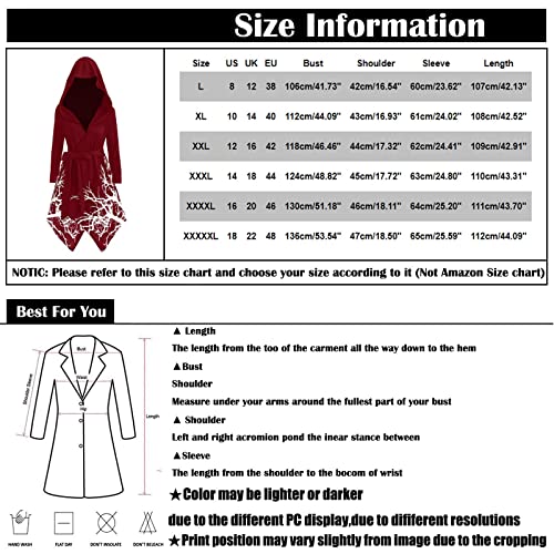 Sweater Coats For Women, Women's Rain Jackets Ski Waterproof Pea Coats Women, Women's Plus Size Novelty Tree Print Hooded Cape Irregular Long Belt Coat Suit Lightweight Jacket Red (5Xl, Purple) Uodsvp #TOP2