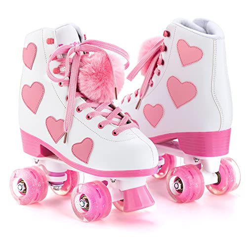 image for Ruthfot Women's and Girl's Classic Roller Skates with Light up Wheels 