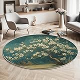 Design 3D Unique et Immersif: Ce tapis rond séduit par son motif imprimé en 3D Peinture Au Couteau 3D Vintage d'une grande clarté, qui crée une véritable profondeur visuelle et donne l’impression d’une œuvre d’art au sol. Son Arbre À Fleurs Blanches Abstrait design saisissant attire instantanément le regard et transforme votre espace en un lieu moderne et accueillant.Il s’harmonise facilement avec divers styles de décoration,tout en apportant une touche originale et immersive à chaque pièce