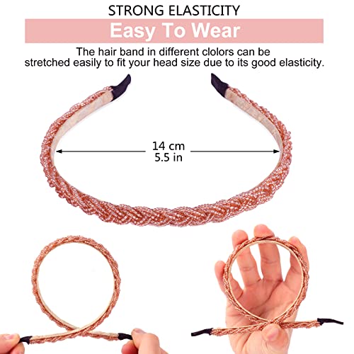 Crystal Hair Band For Women Silver White Pearl Headbands Fashion Hair Band Girls Jewelry Rhinestone Hoop Clips Metal Beaded Hairband Beauty Care Elegant Bling Headwear Accessory Wedding Bride (Golden) #TOP4